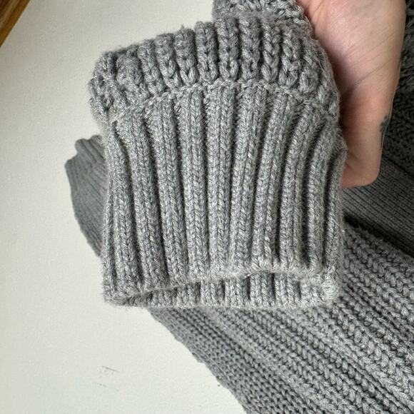 Abercrombie Chunky Knit Cardigan Sweater Womens S Gray Balloon Sleeve Open Front - Picture 9 of 9